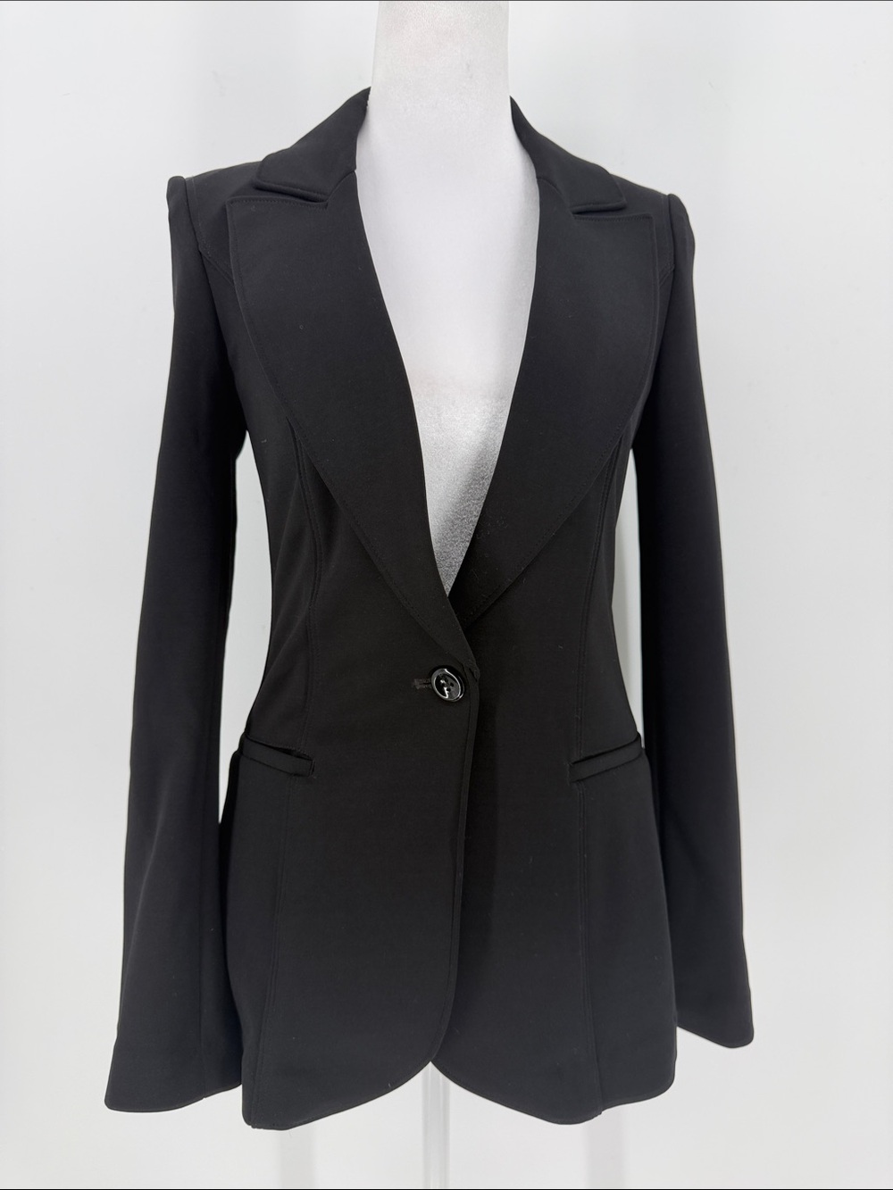 White House Black Market Black Ponte Blazer Jacket Size 00